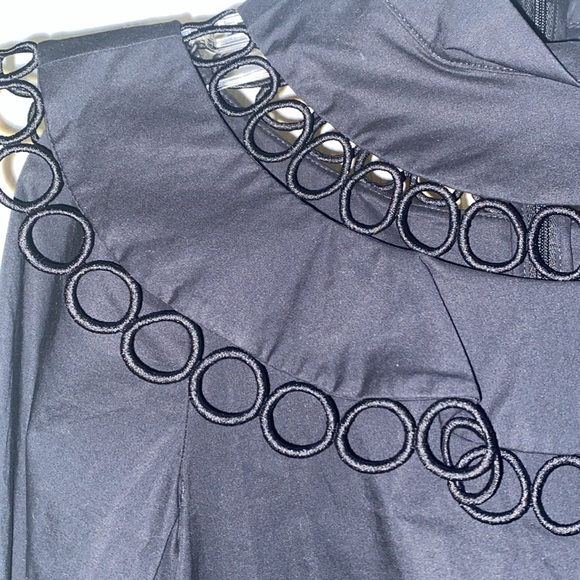 BWT Pearl by Lela Rose Pretty Black Cotton poplin with lace trim top size 2 - Picture 2 of 8